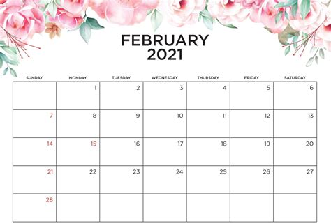 February Calendar 2021 Printable